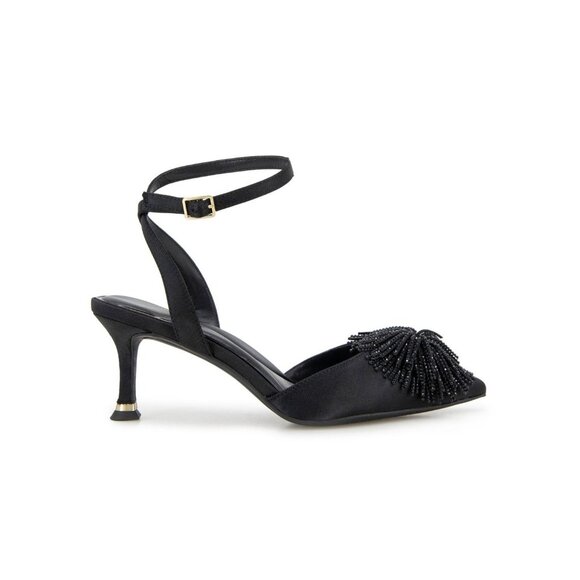 Kenneth Cole New York Women's Umi Pom Pom Pumps Black Satin Size 5 NEW - Picture 5 of 8